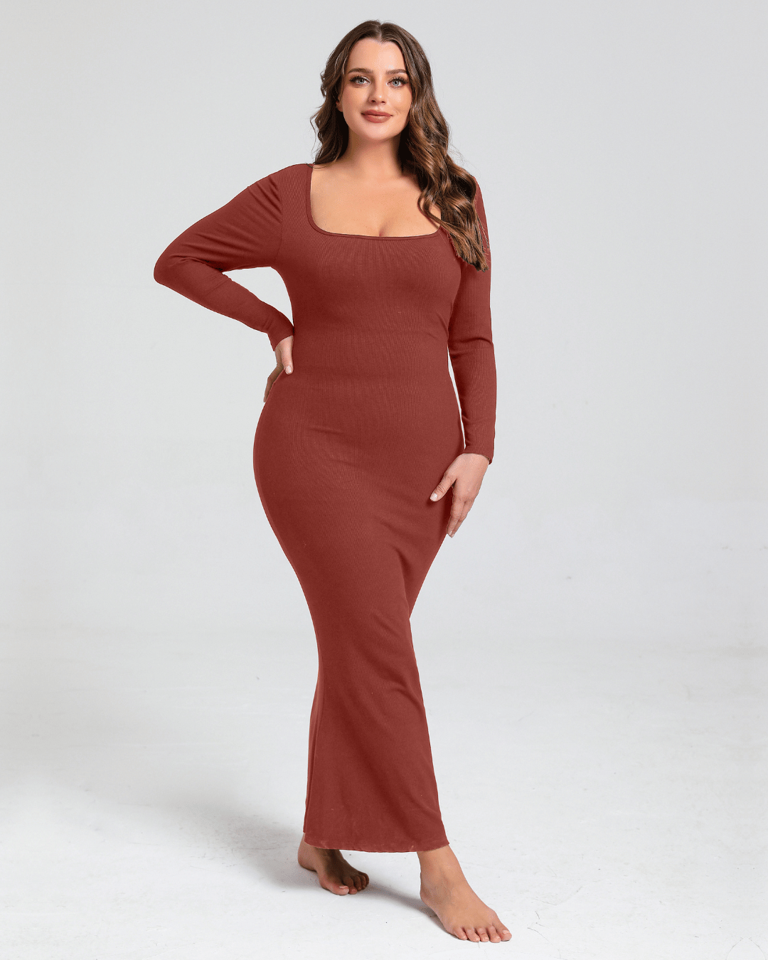 Long sleeve zandloper Jurk met Shapewear