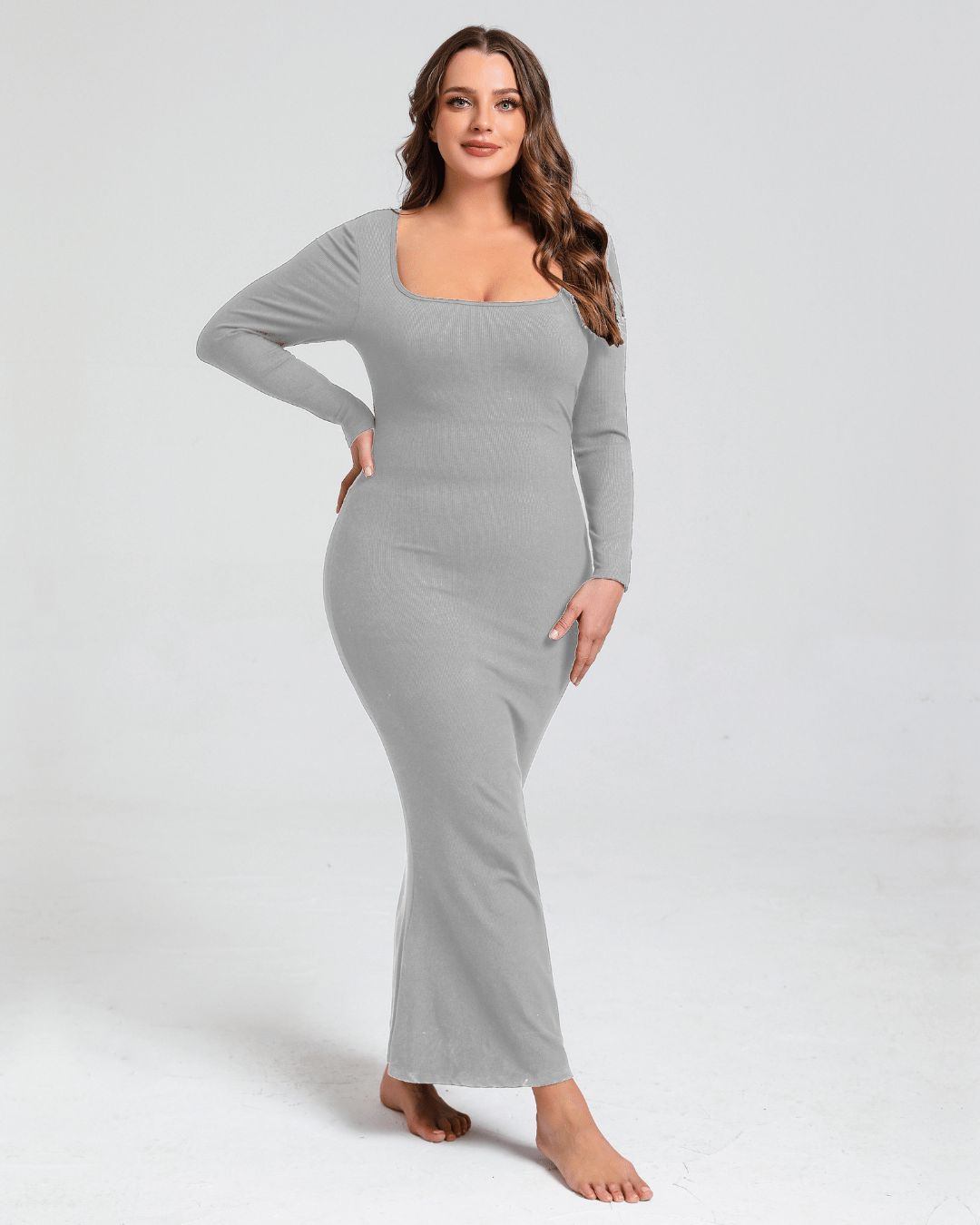 Long sleeve zandloper Jurk met Shapewear