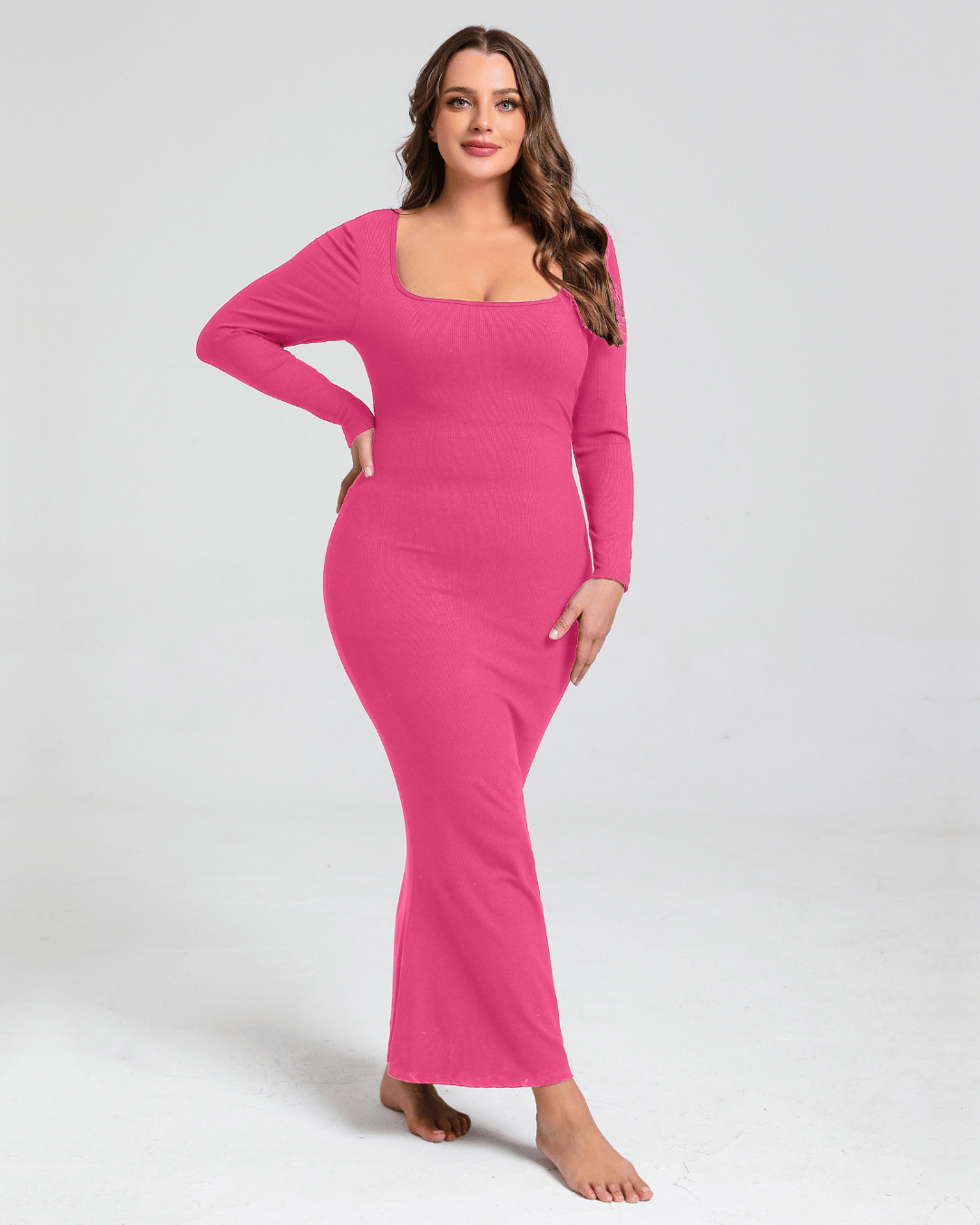 Long sleeve zandloper Jurk met Shapewear