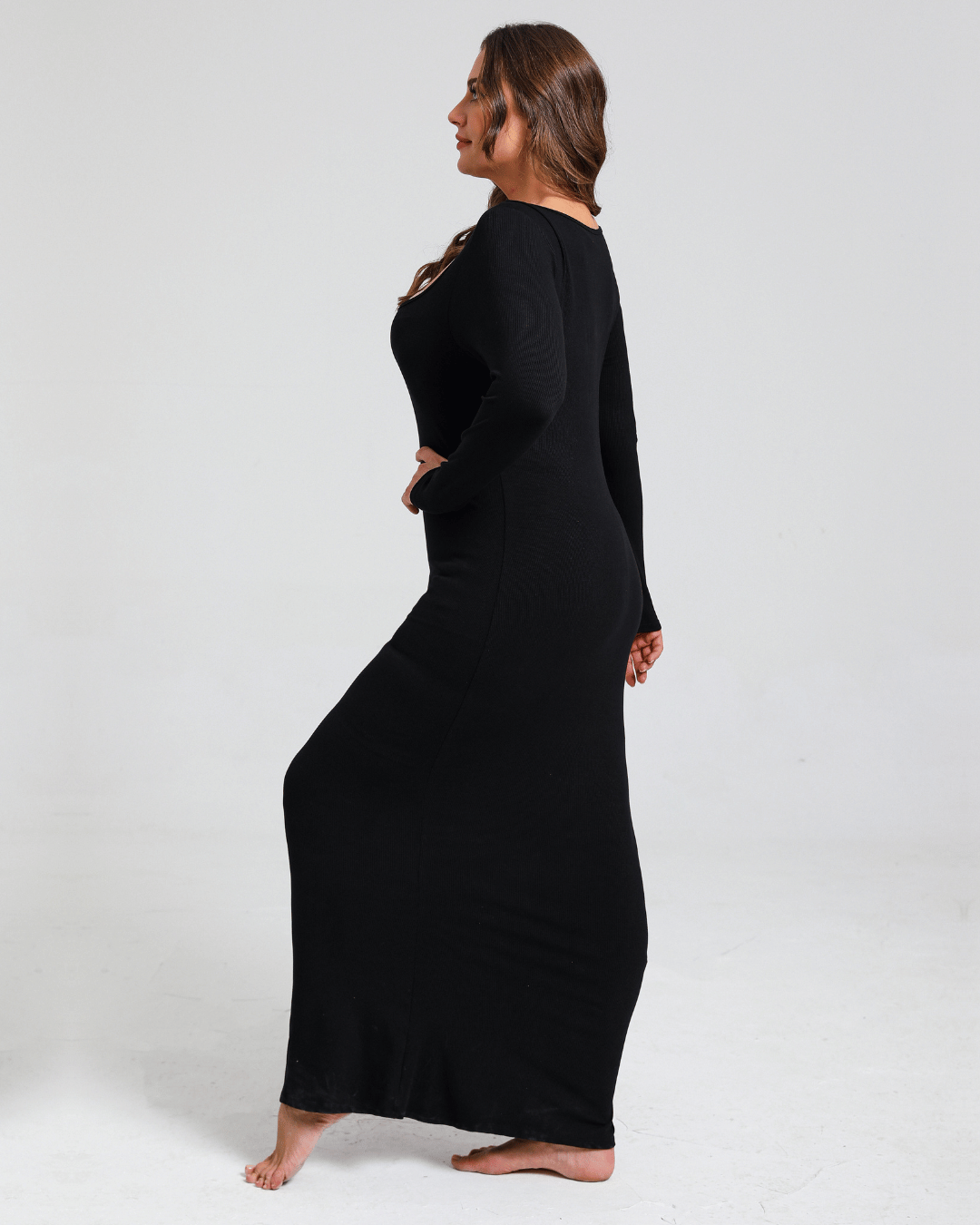 Long sleeve zandloper Jurk met Shapewear