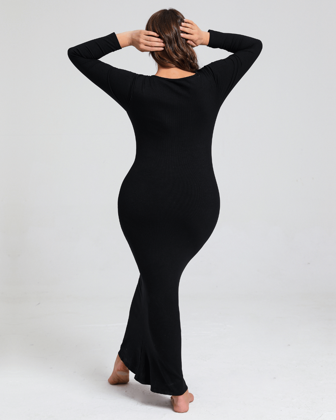 Long sleeve zandloper Jurk met Shapewear