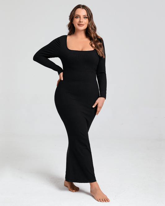 Long sleeve zandloper Jurk met Shapewear