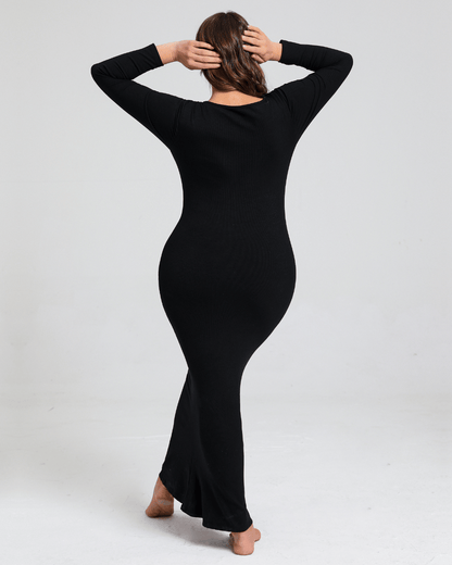 Long sleeve zandloper Jurk met Shapewear